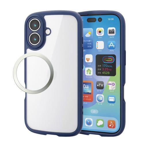エレコム PM-A25ATSLFCKNV iPhone 17 ケース 磁気吸着対応メタルステッカー付 TOUGH SLIM LITE 極限保護 ネイ