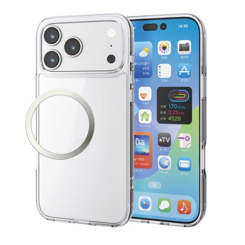 エレコム PM-A25DHVCG1CR iPhone 17 Pro Max ケース 磁気吸着対応メタルステッカー付 背面ガラス クリア