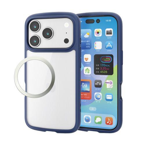 エレコム PM-A25CTSLFCNV iPhone 17 Pro ケース 磁気吸着対応メタルステッカー付 TOUGH SLIM LITE ネイビー