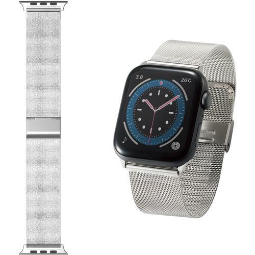 エレコム AW-44BDSSMSV Apple Watch 44 42mm バンド ステンレス ミラネーゼタイプ シルバー