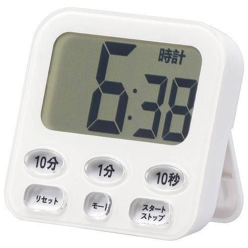 オーム電機 COK-T141-W 時計付きタイマー 100分計 アラーム時間 約30秒 時計機能付 液晶4桁表示 ホワイト