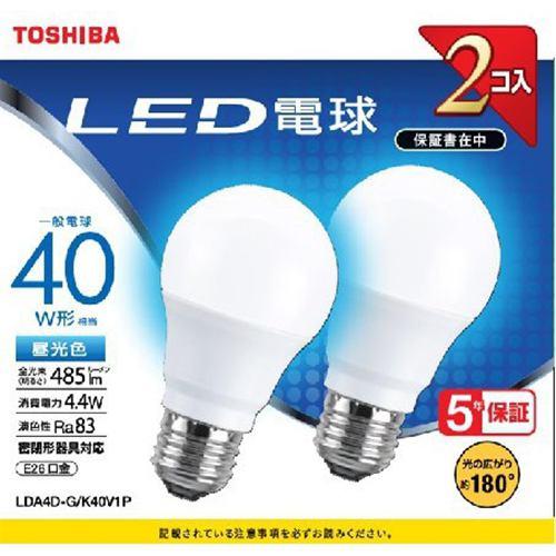 東芝 LDA4D-G/K40V1P LED電球 E26 昼光色