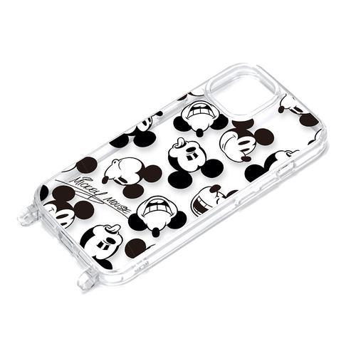 PGA PG-D23APT15MKY iPhone15 ショルダーストラップホール付クリアハイブリッドケース Premium Style ミッキーマ