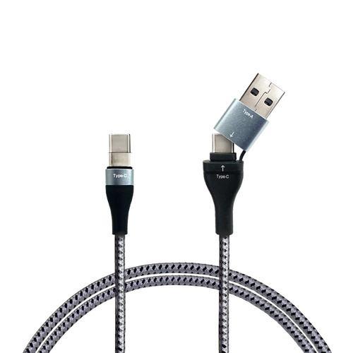エアージェイ CKJ-CA2M GY ストロング2in1ケーブル2M(C→A変換アダプタ付) スマートフォン/タブレット対応 グレー