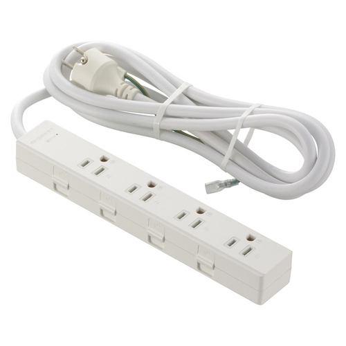 オーム電機 HS-TKML42-3PE25-W 電源タップ 4個口 2m 雷ガード・アース付 ホワイト