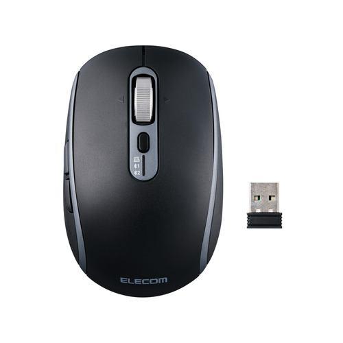 エレコム M-PN10MBMSBK ワイヤレスマウス Bluetooth / 無線 2.4GHz 両対応 Type-C 8ボタン Mサイズ ブラック