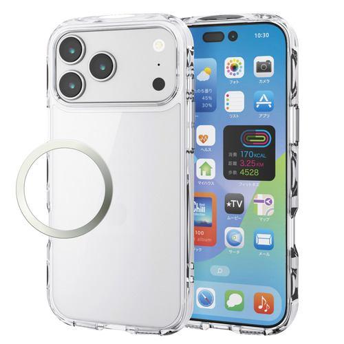 エレコム PM-A25DTSLACR iPhone 17 Pro Max ケース 磁気吸着対応メタルステッカー付 TOUGH SLIM LITE ク