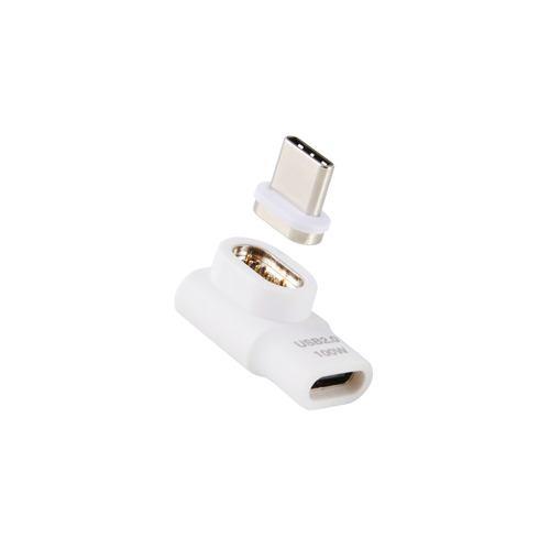 エレコム MPA-CMAADLWH USB-C マグネット 変換アダプタ L字型 100W PD対応 着脱式コネクタ ブレーカー内蔵 ホワイト