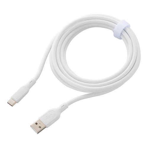 オーム電機 SMT-L20SAC-W なめらかケーブル USB-A to C 2m ホワイト