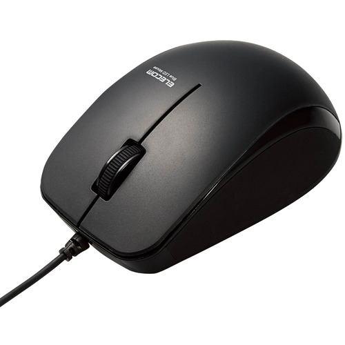 エレコム M-BL27UBSKBK BlueLEDマウス 有線 3ボタン サイドラバー 静音 抗菌 ブラック