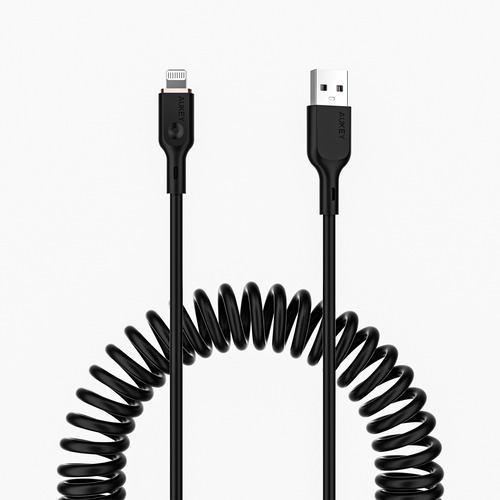 AUKEY CB-AKL9-BK 急速充電対応ケーブル Coiled Series [Type-A to Lightning] 1.5m コイル型 
