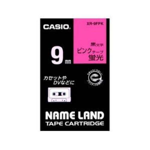 ネームランド 蛍光色テープ 9MM幅(蛍光ピンクテープ/黒文字) XR-9FPK