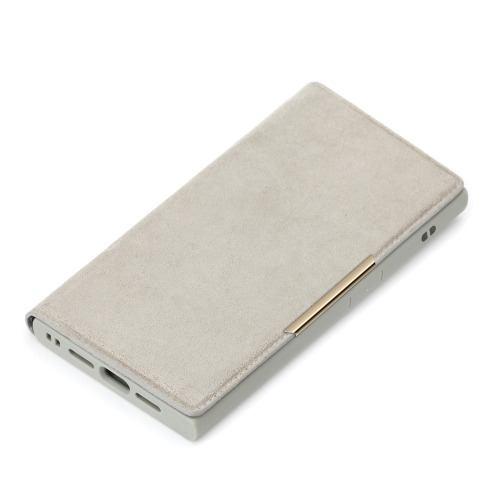 PGA PG-25KMC04GY iPhone 16e用 MagSafe対応 クリアフリップケース スエード調 グレー