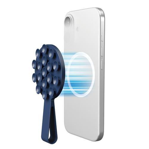エレコム P-TKPTMAGB01NV スマホホルダー 吸盤 MagSafe対応 iPhone用 落下防止バンド付 コンパクト TakoPita ネ