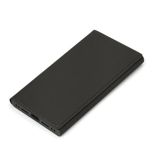 PGA PG-23BGF05BK iPhone15Pro ガラスフリップケース スクエアデザイン Premium Style ブラック PG23BG