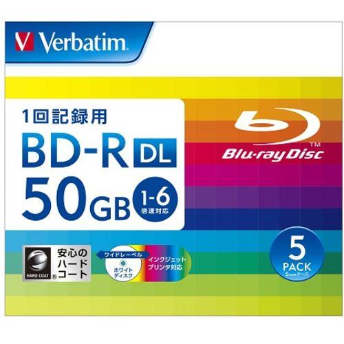 Verbatim DBR50RP5V2 BDメディア 50GB データ用 6倍速 BD-RDL 5枚パック 50GB ホワイトインクジェットプリンタ