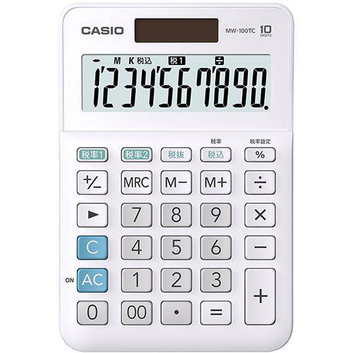 カシオ MW-100TCWE-N W税率電卓 10桁 ホワイト