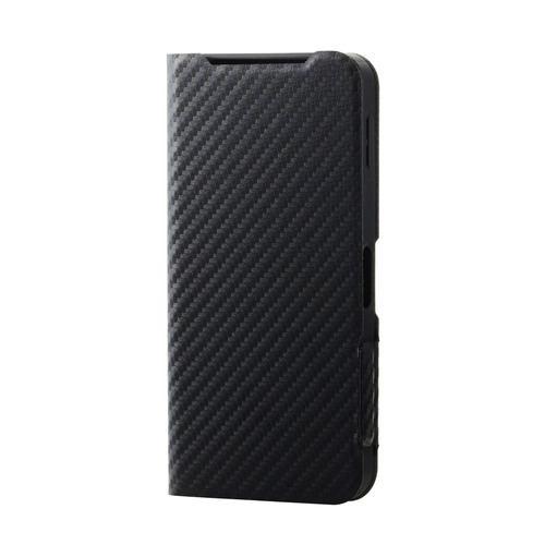 エレコム PM-S253PLFUCB AQUOS sense10 ( SH-53F ) ケース 手帳型 カバー マグネット フラップ カーボンブラッ
