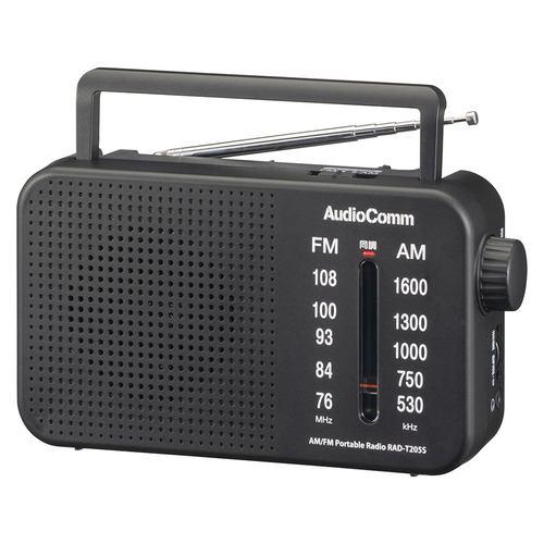 オーム電機 RAD-T205S AM/FMポータブルラジオ ワイドFM対応 ブラック