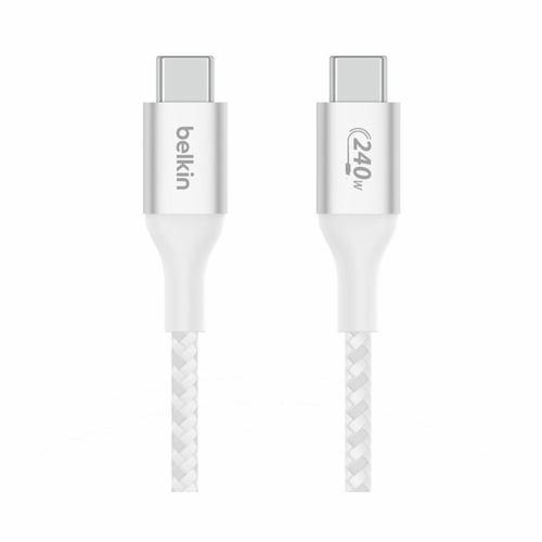 ベルキン BoostCharge 240W USB-C to USB-C 編組ケーブル 1m ホワイト CAB015BT1MWH