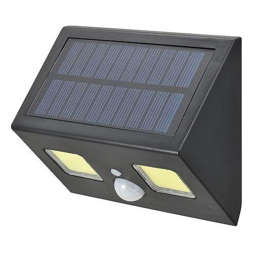 オーム電機 LT-SOW40DW COBセンサーウォールライト ソーラー式 400lm ブラック