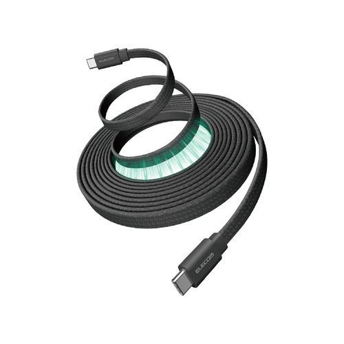 エレコム MPA-CCTMGF20BK USB-C ケーブル PD60W USB Type-C to Type-C 2m 急速充電 薄型フラット ナ
