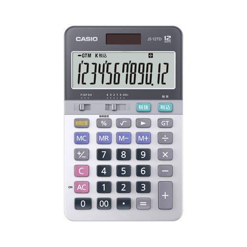 カシオ計算機 JS-12TD-SR-N 本格実務電卓 税計算・時間計算可能 早打ち対応 サイレントタッチキー搭載 表示桁数12桁 シルバー