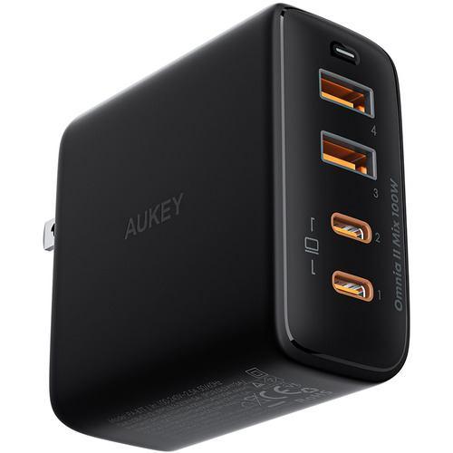 AUKEY PA-B7T-BK USB充電器 Omnia2 Mix 100W PD対応 [USB-A 2ポート/USB-C 2ポート] ブラック P