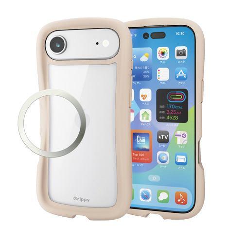エレコム PM-A25BGRPFCBE iPhone Air ケース 磁気吸着対応メタルステッカー付 Grippy ベージュ