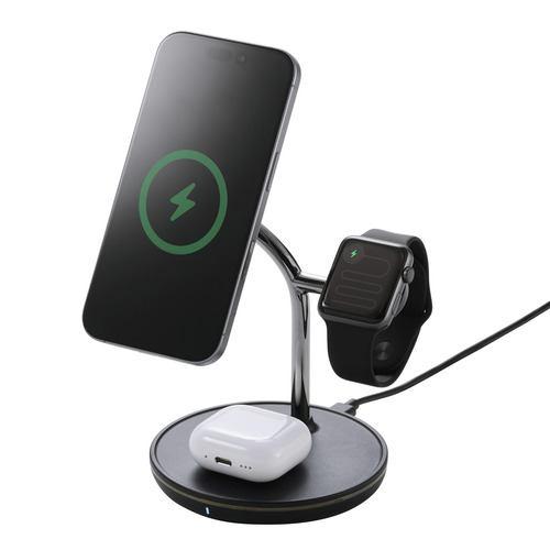 エレコム W-MS07BK ワイヤレス充電器 15W出力 3in1 iPhone / AirPods / Apple Watch 同時充電 ブラック