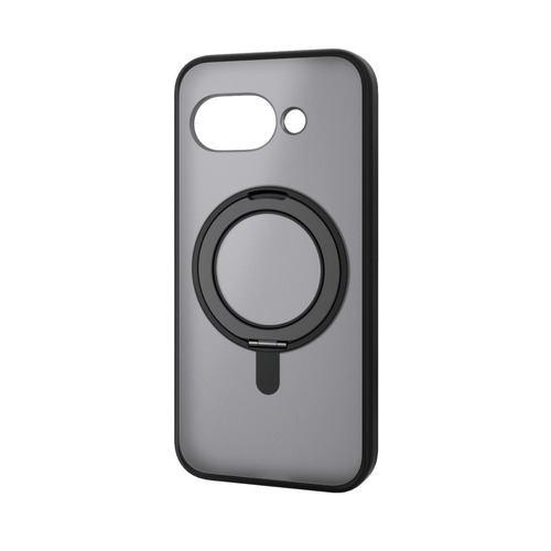 エレコム PM-P251MAGSTBK Google Pixel 9a ケース ハイブリッド カバー 360度回転スタンド機能付 マットブラック×ブ
