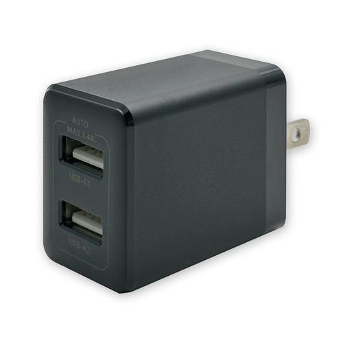 OSMA ACU2-234ADK 3.4A AC充電器 2ポート 自動判別機能搭載 ブラック