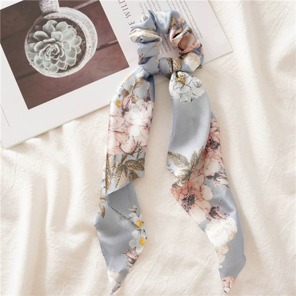 スカーフ形ヘアゴム シュシュ 大きい蝶結び おしゃれ ヘアアクセサリー リボン 髪  グリーン - 画像3