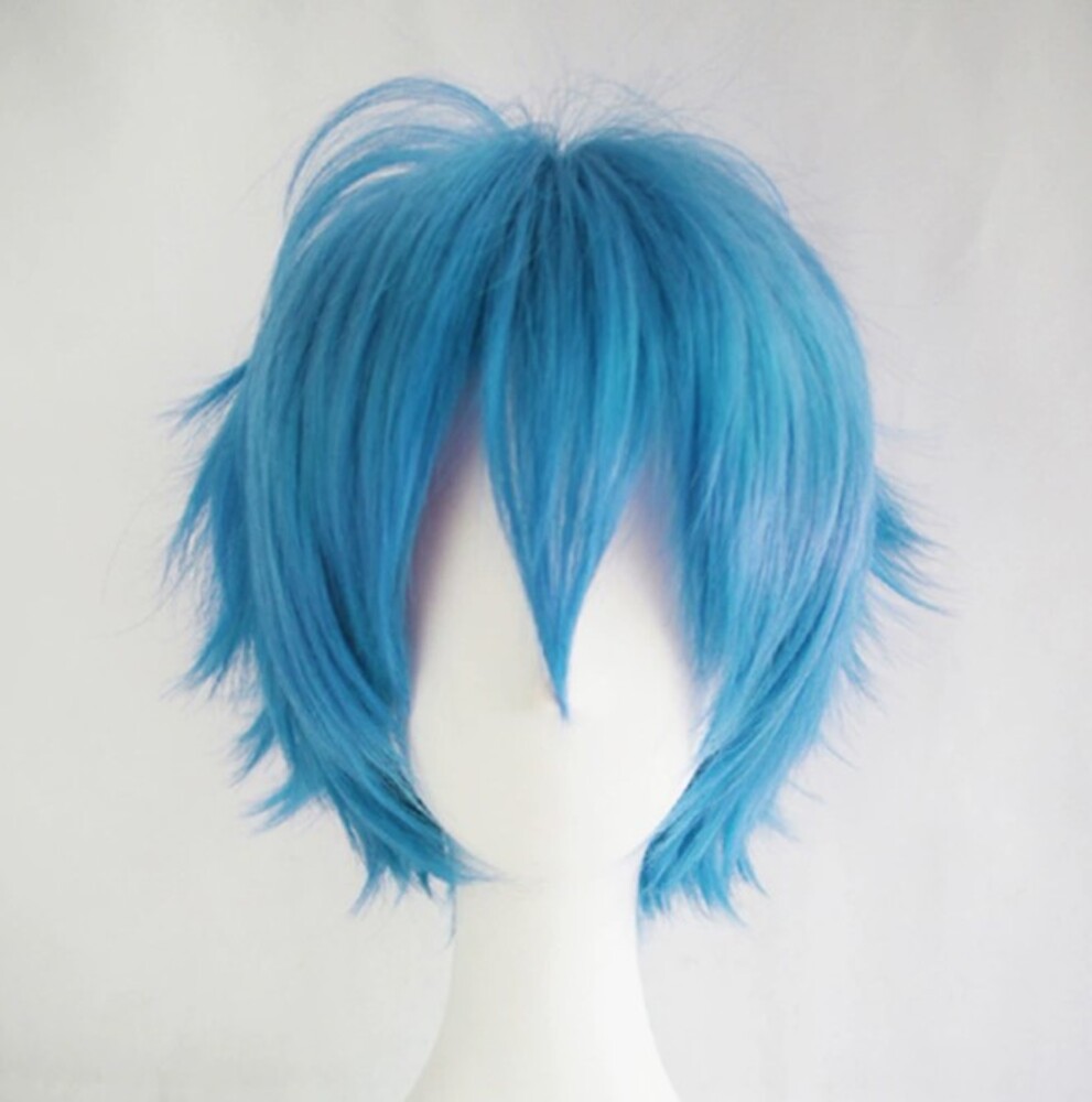コスプレ カラー ウィッグ ショート キャラクター ヘア アニコス コミケ 併せ ハロウィン イベント かつら ウィッグ  ライトブルー - 画像1