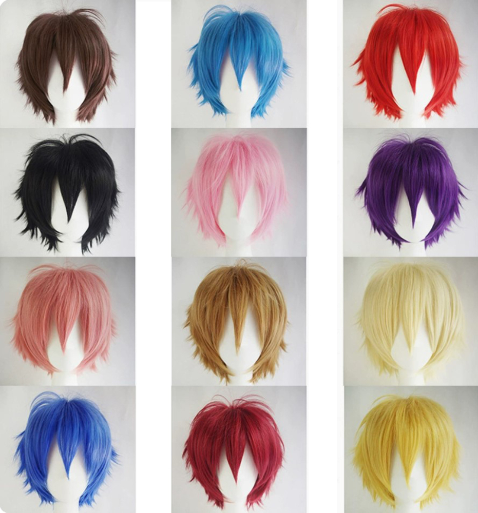 コスプレ カラー ウィッグ ショート キャラクター ヘア アニコス コミケ 併せ ハロウィン イベント かつら ウィッグ  ライトブルー - 画像3