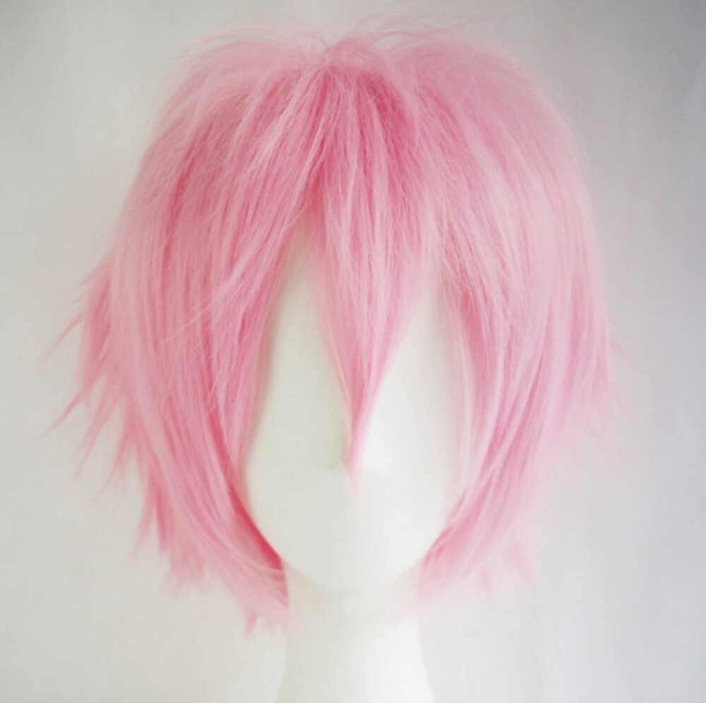 コスプレ カラー ウィッグ ショート キャラクター ヘア アニコス コミケ 併せ ハロウィン イベント かつら ウィッグ  ピンク - 画像1
