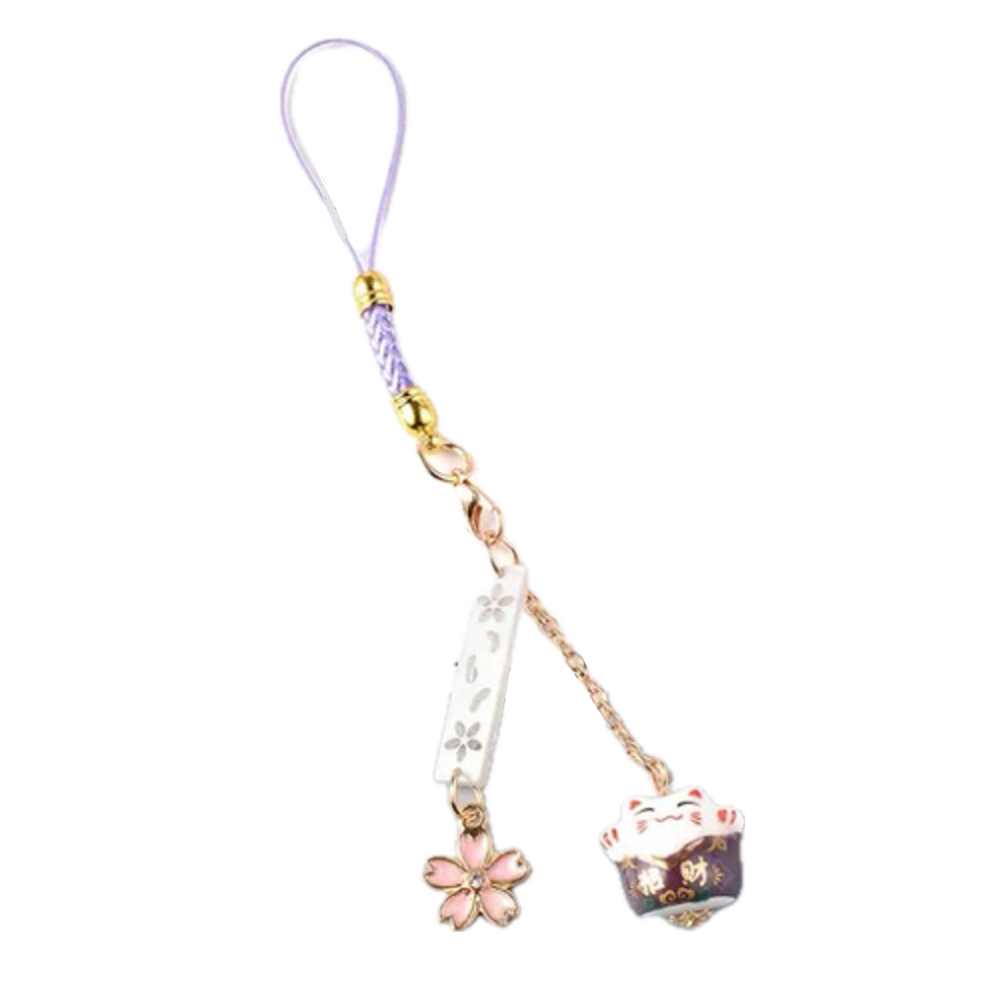 招き猫 スマートフォンストラップ iPhoneストラップ さくら 桜 バイオレット - 画像1