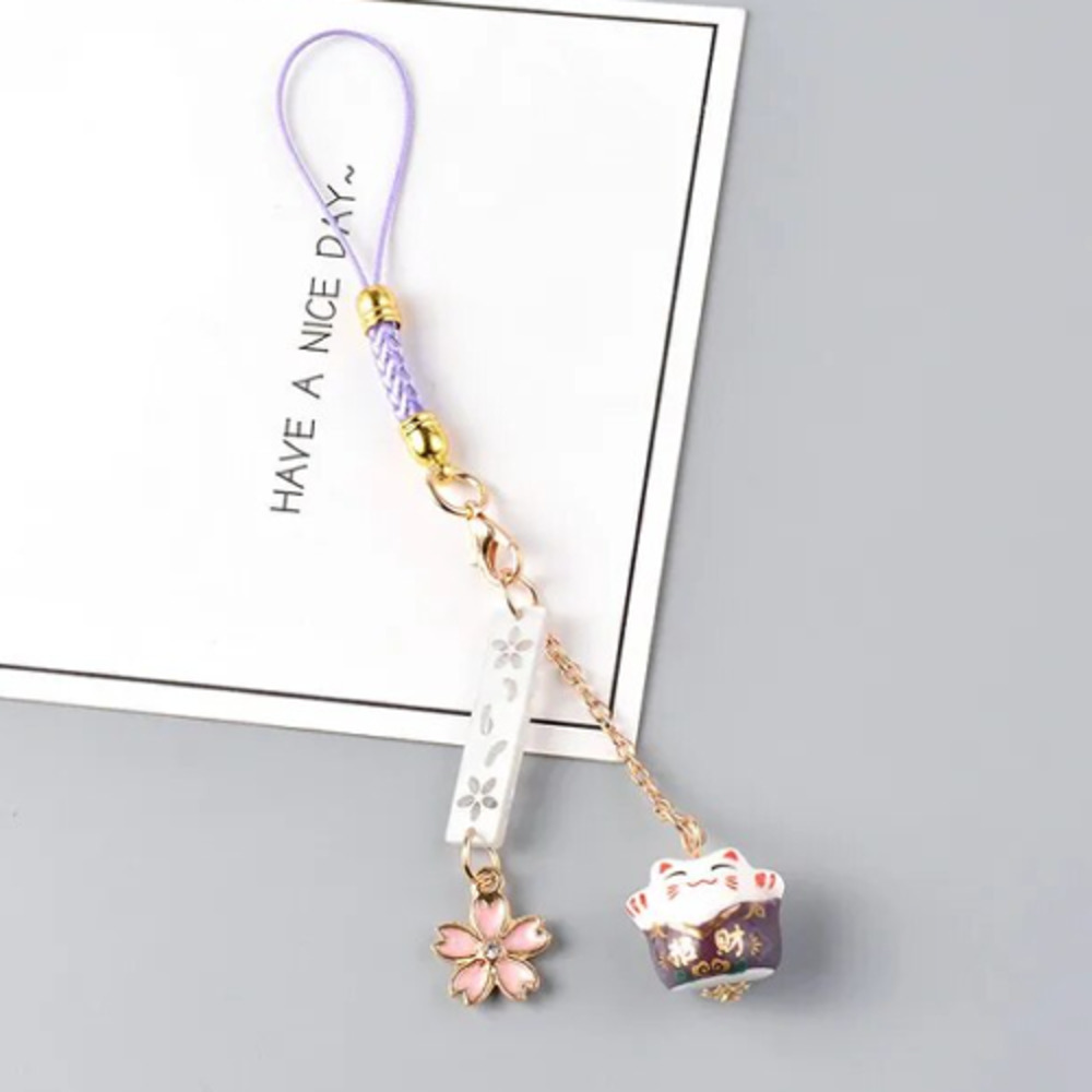 招き猫 スマートフォンストラップ iPhoneストラップ さくら 桜 バイオレット - 画像7