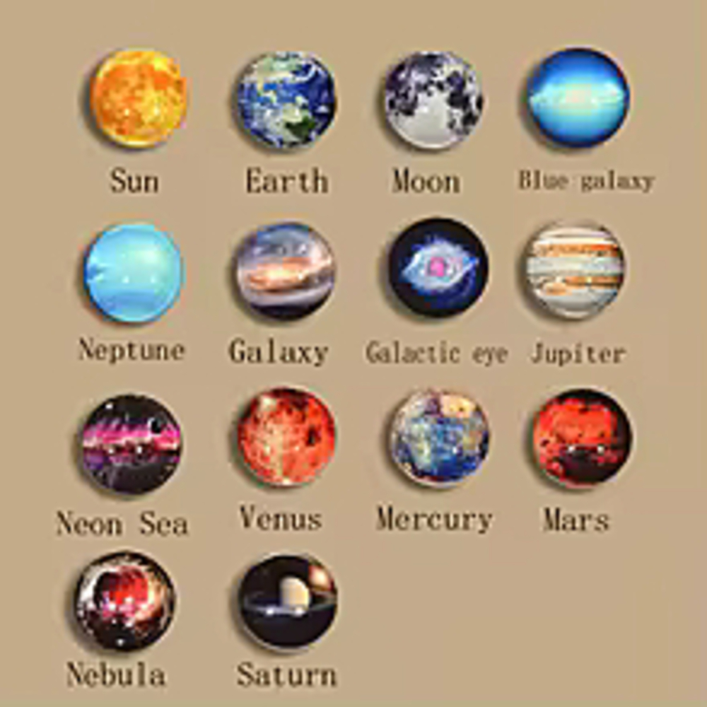 暗闇で光る 太陽系 惑星 キーホルダー 星雲 発光 キーリング 月 地球 太陽 ガラスボール 土星 - 画像4