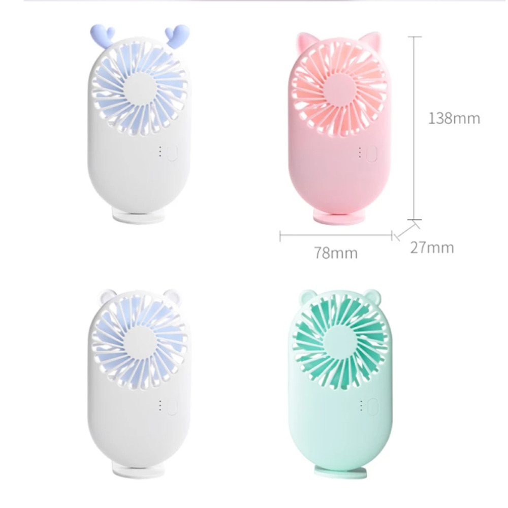 ハンディファン ミニ扇風機 卓上 3段階風量 USB充電式  オフホワイトくま - 画像5