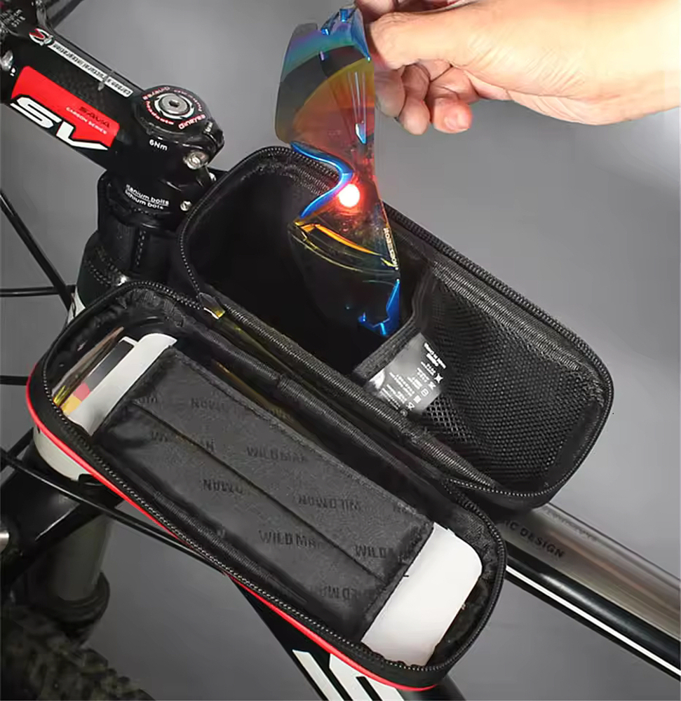 自転車 スマホバッグ 防水トップチューバッグ ロードバイク用 EVAハードケース タッチパネル対応  - 画像4