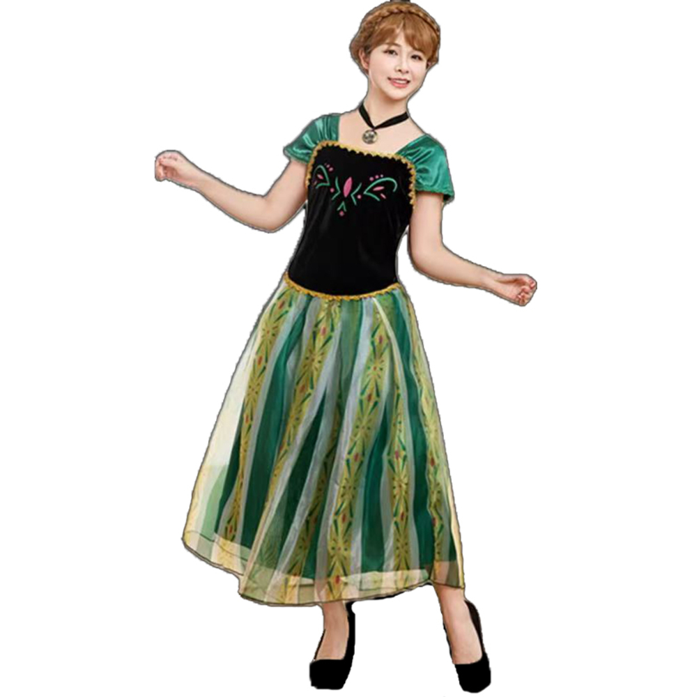 アナと雪の女王 アナ ウィッグセット 緑 コスプレ大人用 ドレス ウィッグ ネックレス 3点セット ハロウ  - 画像9