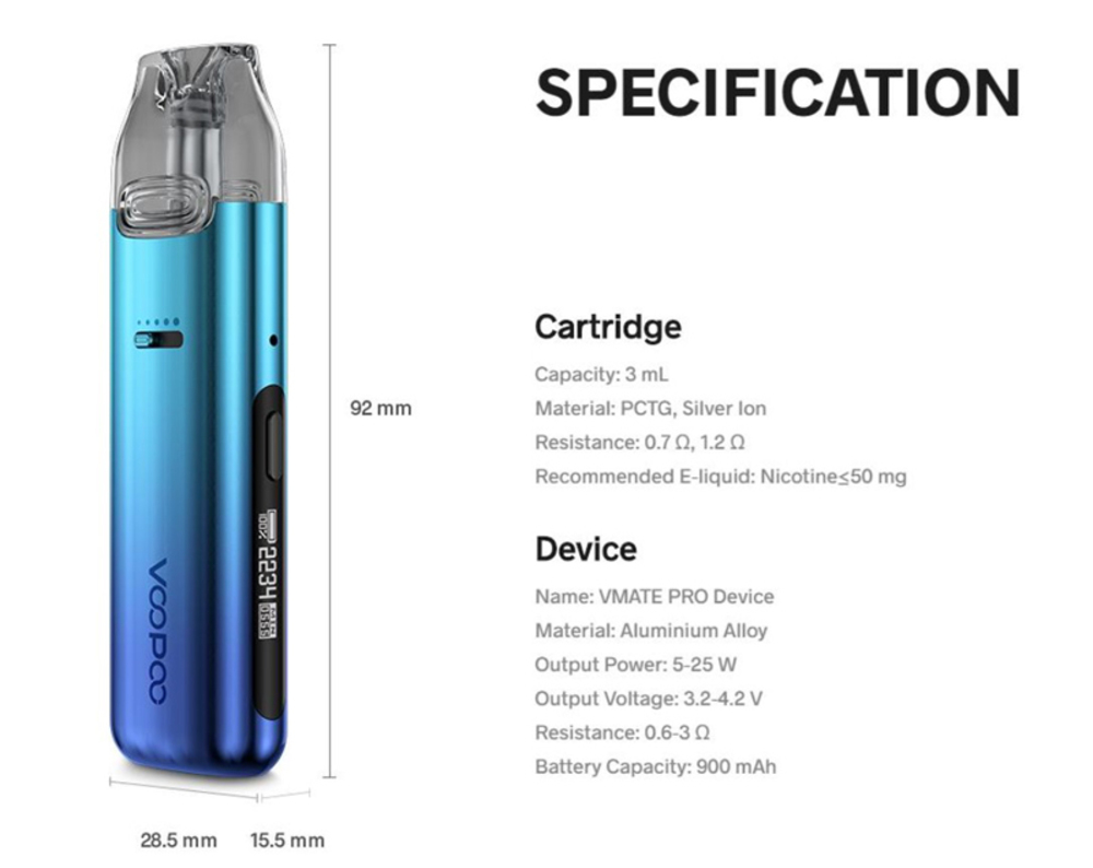 VMATE PRO 3ml 900mAh ブープー ブイメイト   スペースグレイ - 画像2