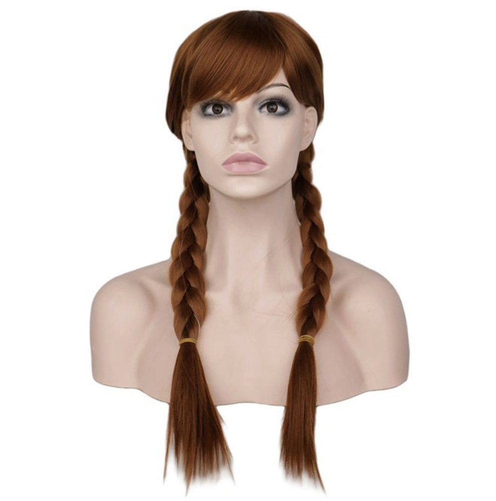 アナ雪 ディズニー ウィッグ 三つ編み ブラウン 茶色 耐熱 ハロウィン コスプレ アナと雪の女王  - 画像3